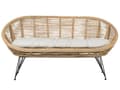 Miniatyrbilde 8 av 11: 3-seters sofasett Naturlig rotting Lys beige bomullspute Medium Resistance Innendørs Utendørs Boho-stil Hage uteplass Balkong