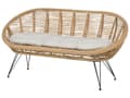 Miniatyrbilde 9 av 11: 3-seters sofasett Naturlig rotting Lys beige bomullspute Medium Resistance Innendørs Utendørs Boho-stil Hage uteplass Balkong