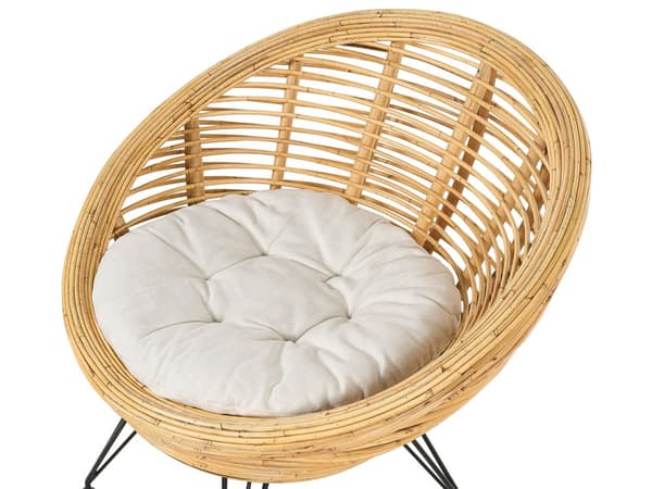 3-seters sofasett Naturlig rotting Lys beige bomullspute Medium Resistance Innendørs Utendørs Boho-stil Hage uteplass Balkong