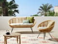 Miniatyrbilde 2 av 11: 3-seters sofasett Naturlig rotting Lys beige bomullspute Medium Resistance Innendørs Utendørs Boho-stil Hage uteplass Balkong