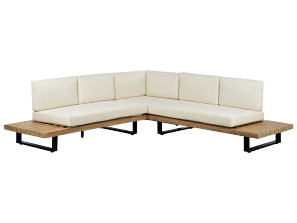 Hagesett med Hjørnesofa Off-White lyst tre 5-seters nedsenket sete med salongbord
