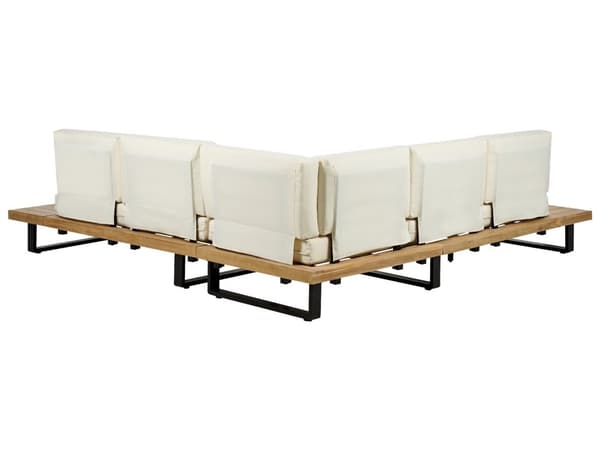 Hagesett med Hjørnesofa Off-White lyst tre 5-seters nedsenket sete med salongbord