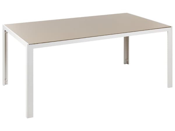 7-delt hagespisesett Beige pulverlakkert aluminiumsramme og spisebord i textilene med 6 sammenleggbare stoler Moderne design