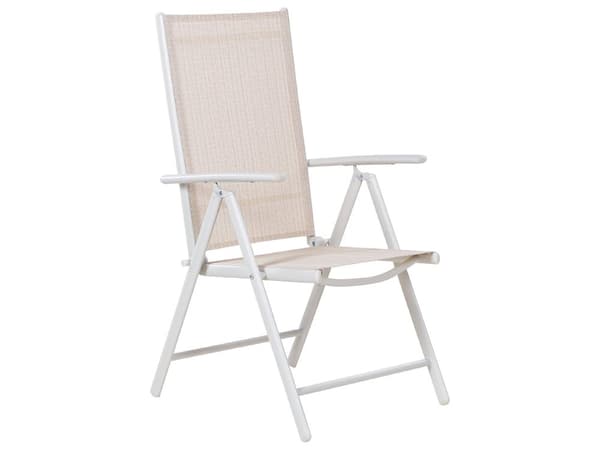 7-delt hagespisesett Beige pulverlakkert aluminiumsramme og spisebord i textilene med 6 sammenleggbare stoler Moderne design