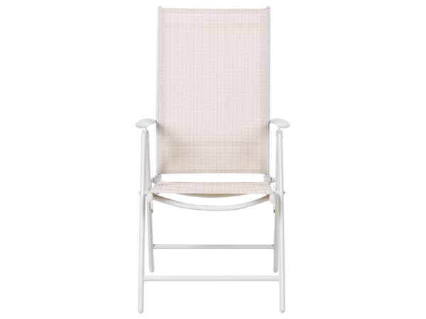 7-delt hagespisesett Beige pulverlakkert aluminiumsramme og spisebord i textilene med 6 sammenleggbare stoler Moderne design