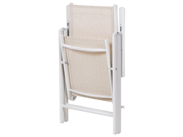 7-delt hagespisesett Beige pulverlakkert aluminiumsramme og spisebord i textilene med 6 sammenleggbare stoler Moderne design