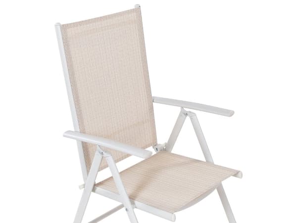 7-delt hagespisesett Beige pulverlakkert aluminiumsramme og spisebord i textilene med 6 sammenleggbare stoler Moderne design