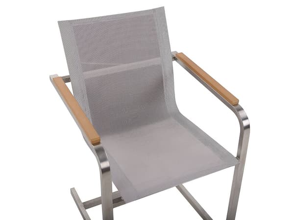 Hagespisesett Hvit bordplate Glass Ramme i rustfritt stål Beige Sett med 4 stoler Textilene Moderne utendørsstil