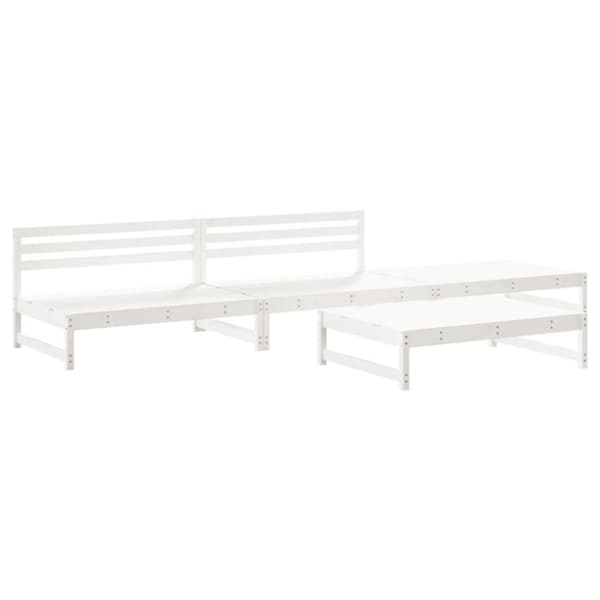 vidaXL Hagesofagruppe 4 deler hvit heltre furu