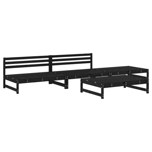 vidaXL Hagesofagruppe 4 deler svart heltre furu