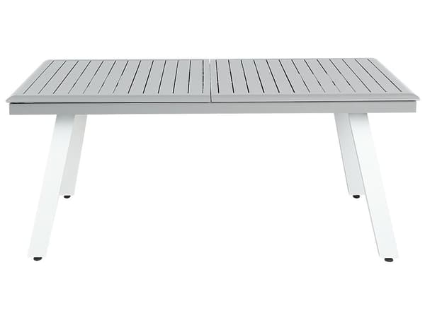 Havestole Grå Hvid Aluminium Træplast 175/255 x 100 cm 6 Personers Udendørs Stabelstole Vedligeholdelsesfri Nonwood Havemøbler Sæt Havebord