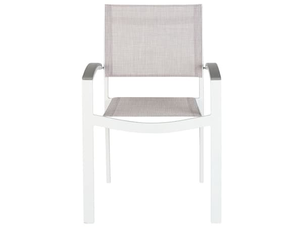 Havestole Grå Hvid Aluminium Træplast 175/255 x 100 cm 6 Personers Udendørs Stabelstole Vedligeholdelsesfri Nonwood Havemøbler Sæt Havebord