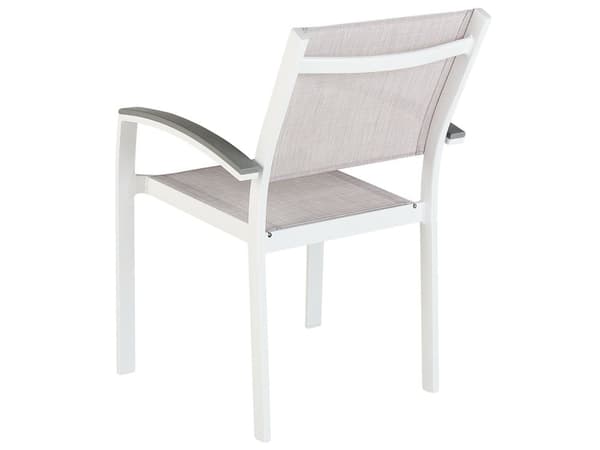 Havestole Grå Hvid Aluminium Træplast 175/255 x 100 cm 6 Personers Udendørs Stabelstole Vedligeholdelsesfri Nonwood Havemøbler Sæt Havebord