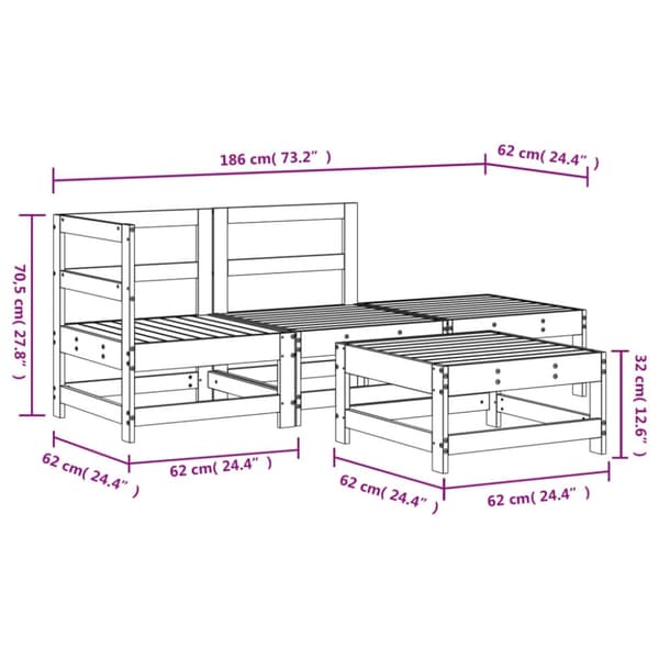vidaXL Hagesofagruppe 4 deler heltre douglasgran