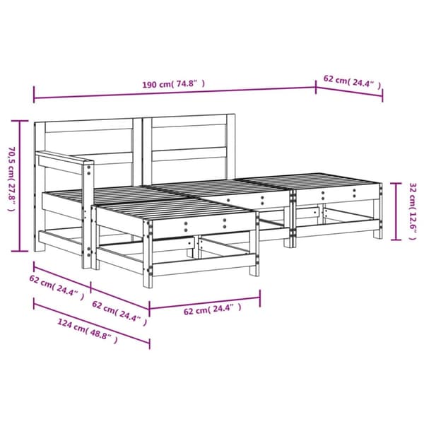 vidaXL Hagesofagruppe 4 deler heltre douglasgran