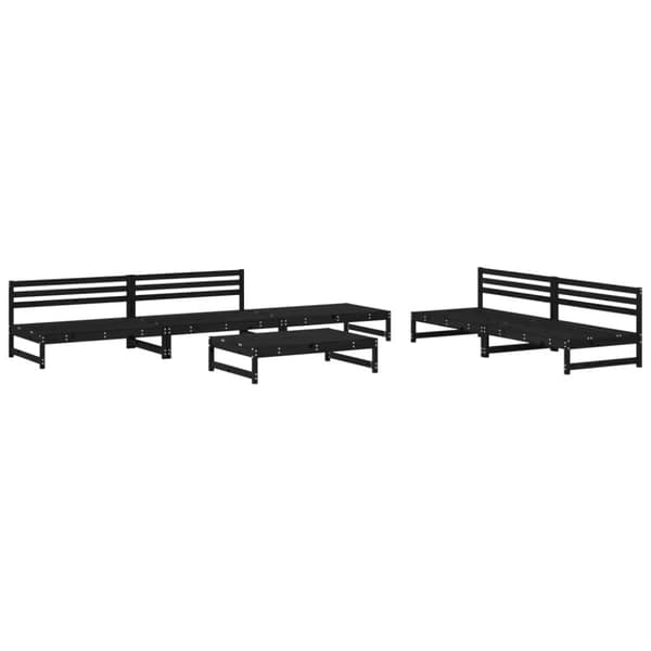 vidaXL Hagesofagruppe 6 deler svart heltre furu