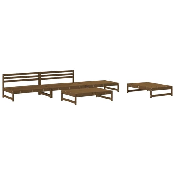 vidaXL Hagesofagruppe 5 deler honningbrun heltre furu