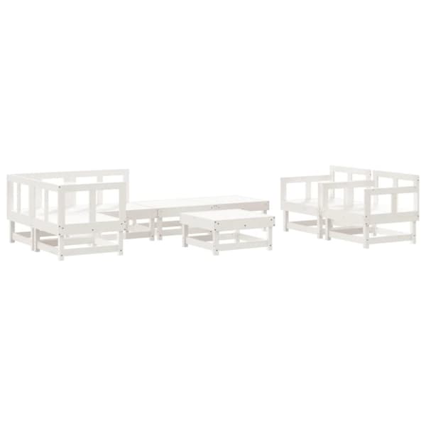 vidaXL Hagesofagruppe 8 deler hvit heltre furu