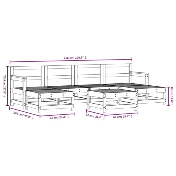 vidaXL Hagesofagruppe 7 deler hvit heltre furu