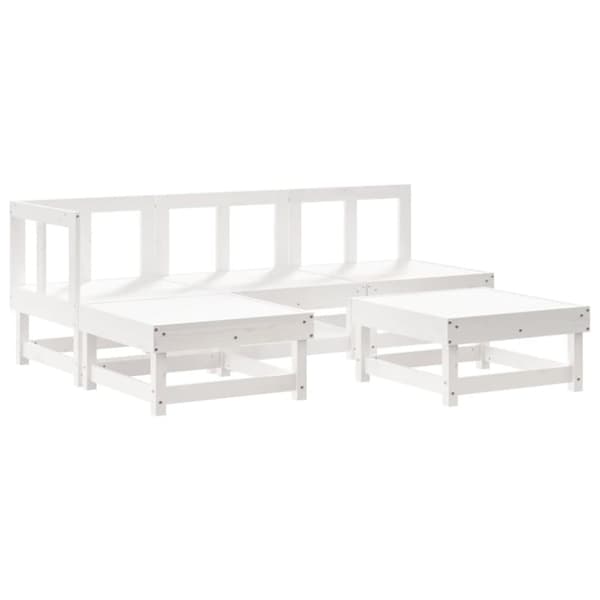 vidaXL Hagesofagruppe hvit 5 deler heltre furu