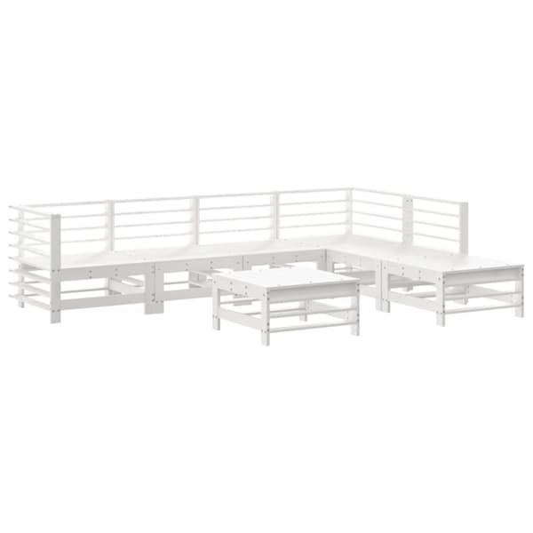 vidaXL Hagesofagruppe 7 deler hvit heltre furu