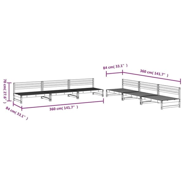 vidaXL Hagesofagruppe 6 deler hvit heltre furu