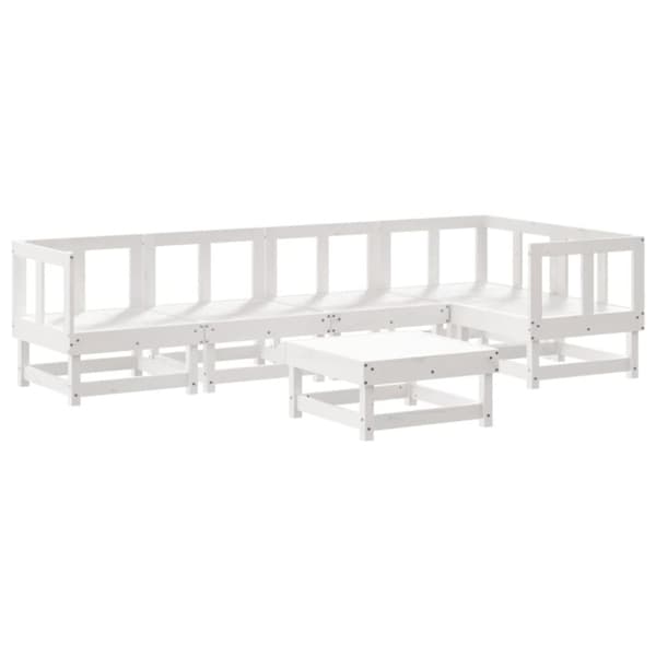 vidaXL Hagesofagruppe 6 deler hvit heltre furu