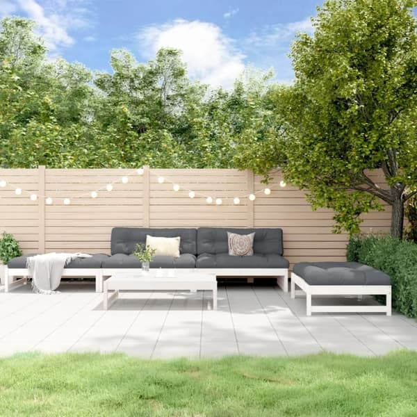 vidaXL Hagesofagruppe hvit 5 deler heltre furu