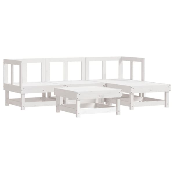 vidaXL Hagesofagruppe hvit 5 deler heltre furu