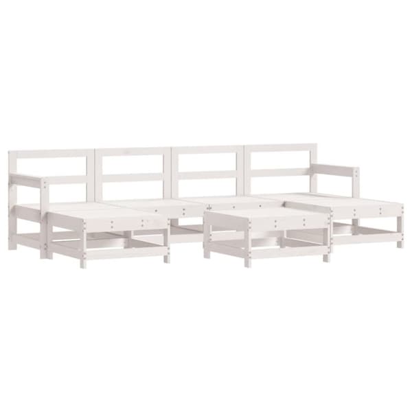 vidaXL Hagesofagruppe 7 deler hvit heltre furu