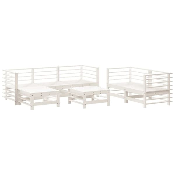 vidaXL Hagesofagruppe 7 deler hvit heltre furu