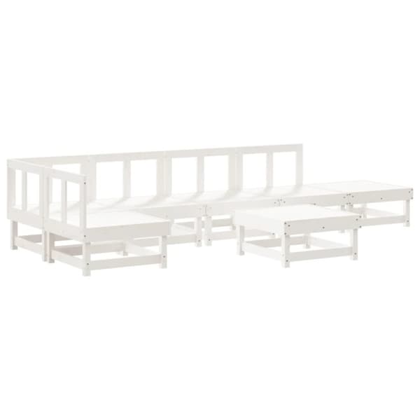 vidaXL Hagesofagruppe 7 deler hvit heltre furu