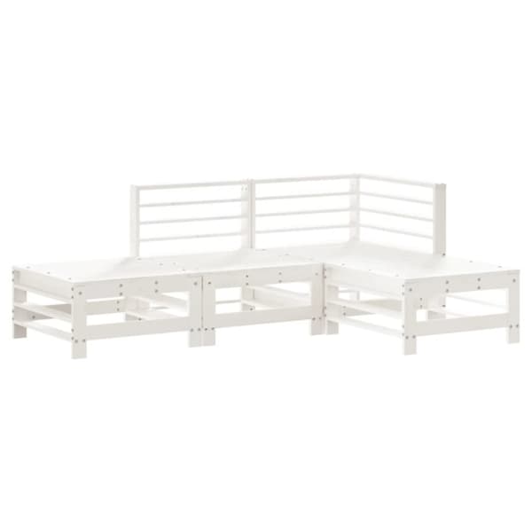 vidaXL Hagesofagruppe 4 deler hvit heltre furu
