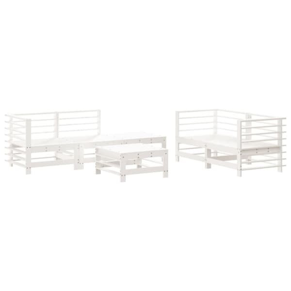 vidaXL Hagesofagruppe 6 deler hvit heltre furu