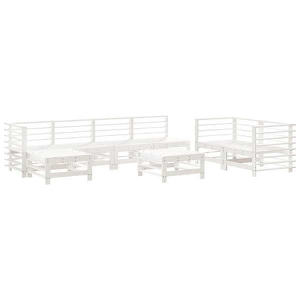 vidaXL Hagesofagruppe 8 deler hvit heltre furu