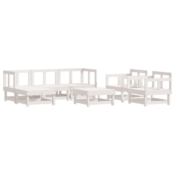 vidaXL Hagesofagruppe 7 deler hvit heltre furu