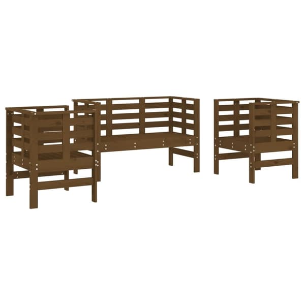 vidaXL Hagesofagruppe 3 deler honningbrun heltre furu