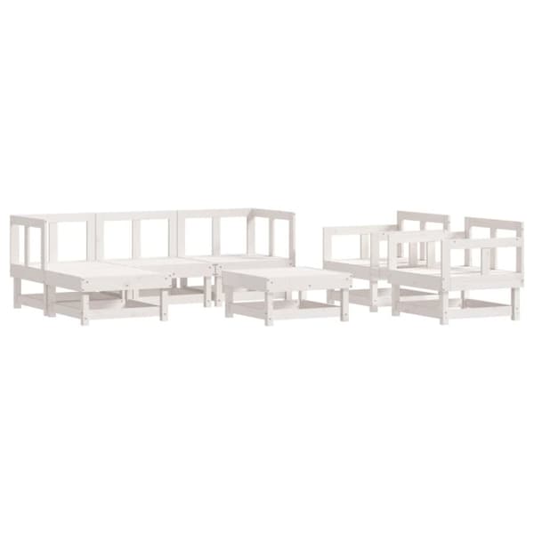 vidaXL Hagesofagruppe 7 deler hvit heltre furu