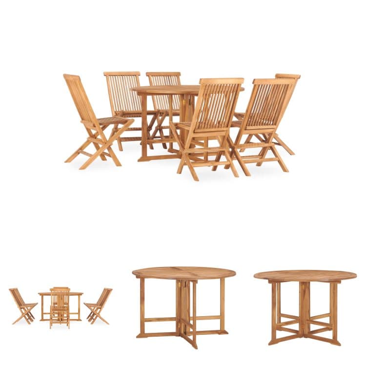 VidaXL 7 osainen Kokoontaitettava Ulkoruokailuryhm T ysi Tiikki vidaxl-7-osainen-kokoontaitettava-ulkoruokailuryhm-t-ysi-tiikki