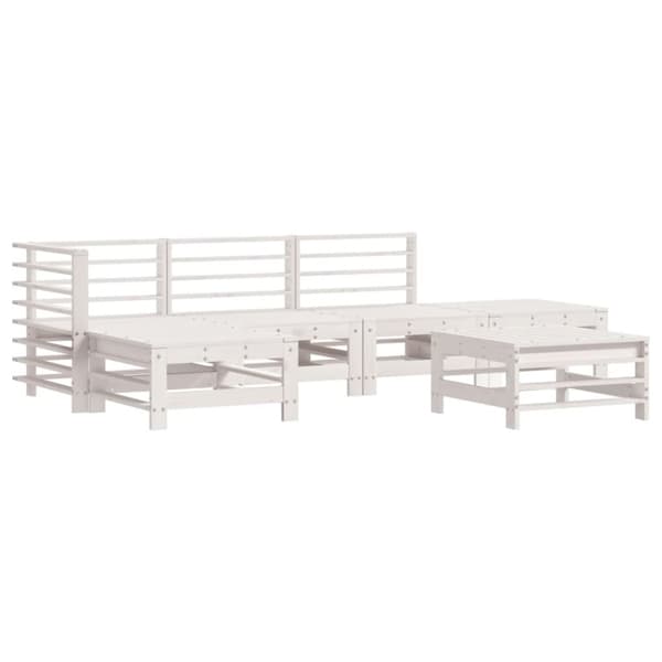 vidaXL Hagesofagruppe 6 deler hvit heltre furu