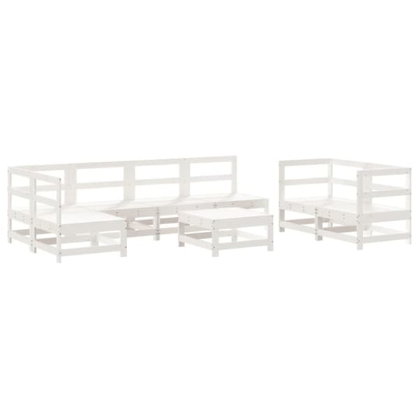 vidaXL Hagesofagruppe 8 deler hvit heltre furu