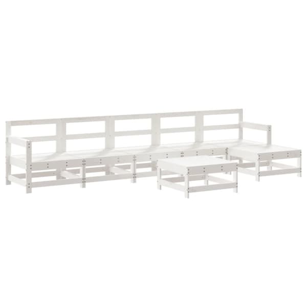 vidaXL Hagesofagruppe 7 deler hvit heltre furu