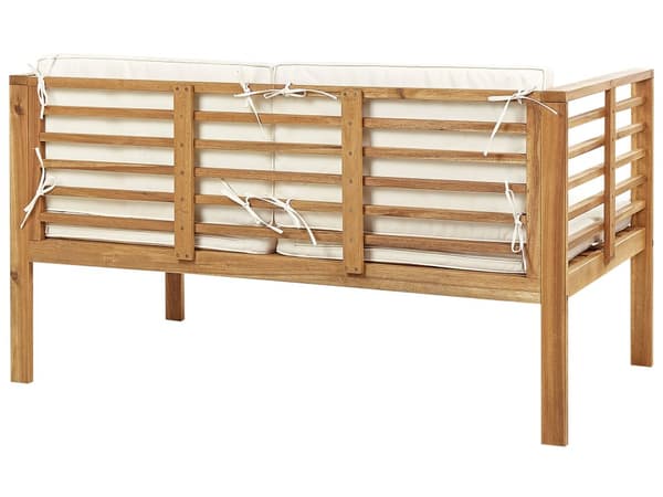 4-seters loungesett Lyst akasietre Hvit Sofabord 2-seters sofa 2 lenestoler Sitteputer Moderne design Hagemøbler Sittegruppe