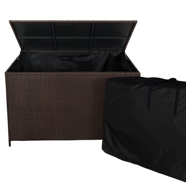 Rattan Corner Sofa & Furniture Cushion Storage Box 9-Seater L-shaped Sofa Stools Glass Table Furniture 582L Outdoor Waterproof Carry Bag & Rain Cover