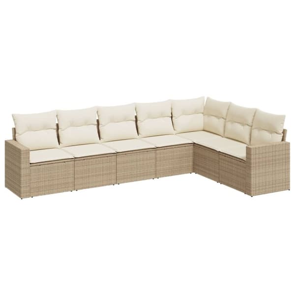 vidaXL sofasæt til haven 7 dele med hynder polyrattan beige
