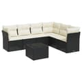 Miniatyrbillede 1 af 3: vidaXL sofasæt til haven 7 dele med hynder polyrattan sort
