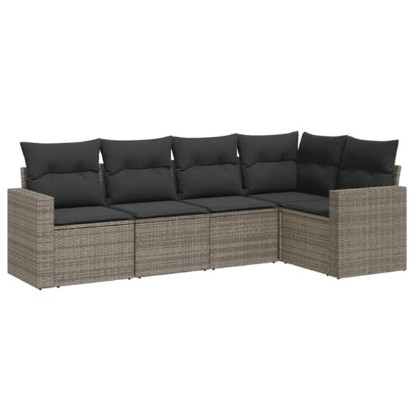 vidaXL sofasæt 5 dele med hynder polyrattan grå