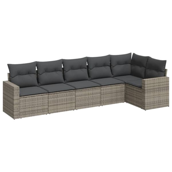 vidaXL sofasæt til haven 6 dele med hynder polyrattan grå