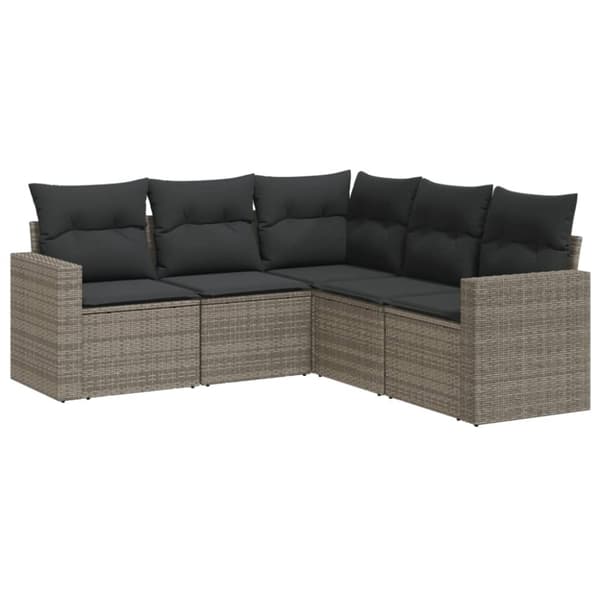 vidaXL sofasæt 5 dele med hynder polyrattan grå