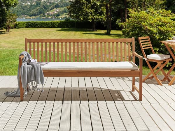 Sittdyna för utomhusbruk Vit polyester Vattenavvisande Bänkdyna 169 x 50 cm Trädgård